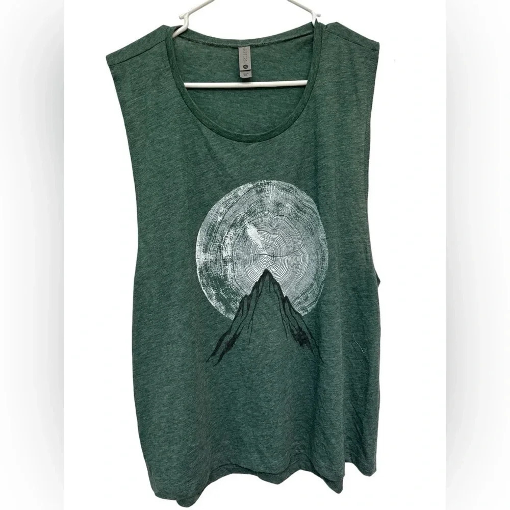 Next level apparel green hiking tank with mountain graphic NWOT